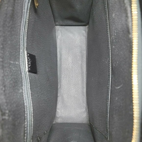 Vintage Celine Triomphe Canvas Black Leather Medium Shoulder Tote Hand Bag Auth - Picture 11 of 16